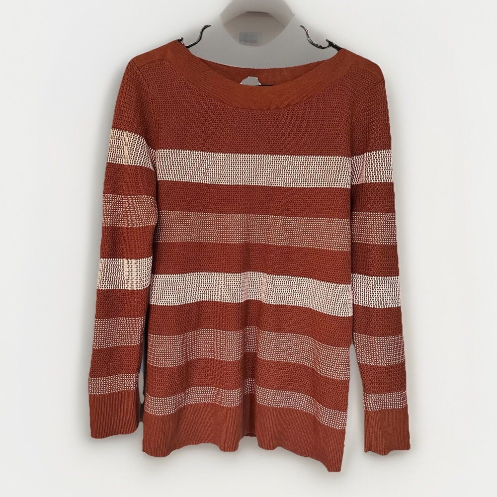 Striped Knit Sweater Pullover Casual‎ Long Sleeve Top Womens Large